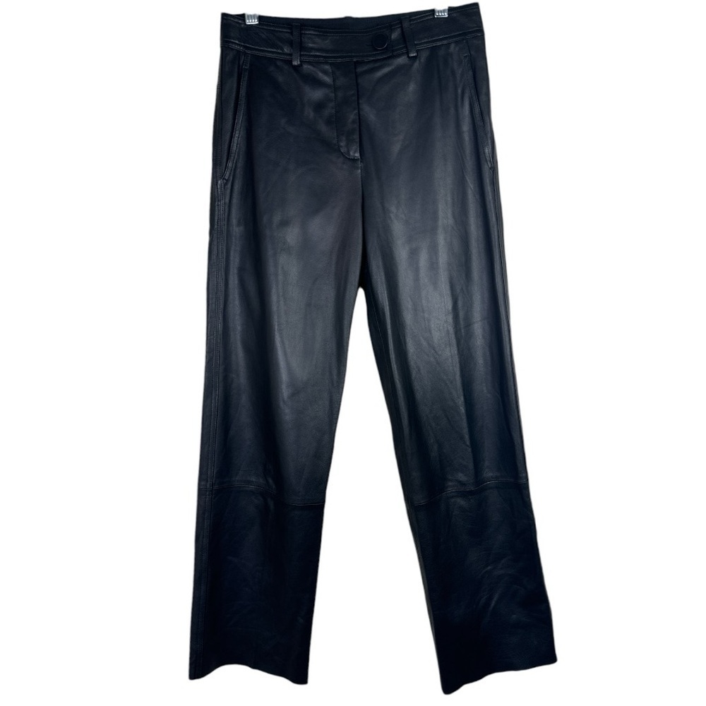 Helmut Lang Black Straight Leg Lamb Leather Pants Women’s Size 0